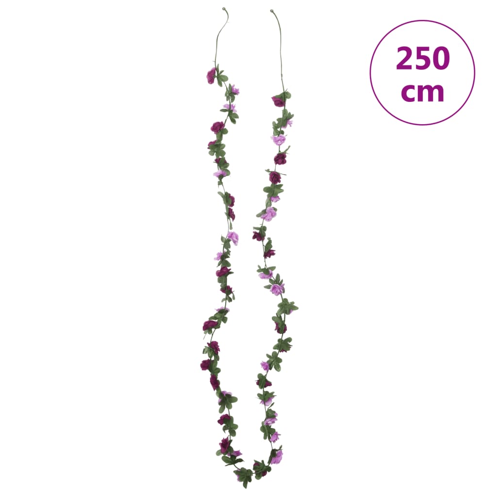 vidaXL mākslīgo ziedu vītnes, 6 gab., pavasarīgi violetas, 250 cm