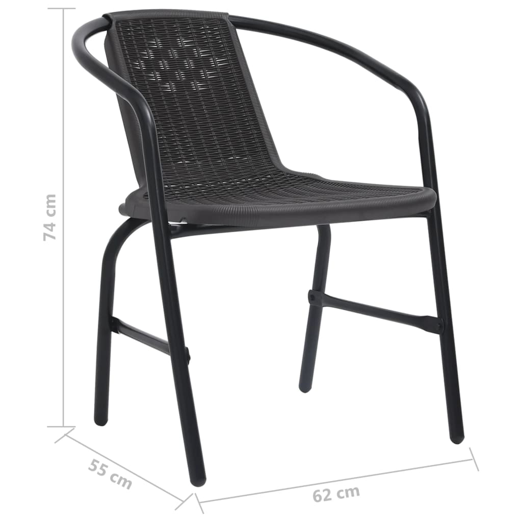 vidaXL dārza krēsli, 2 gab., plastmasas rotangpalma, tērauds, 110 kg