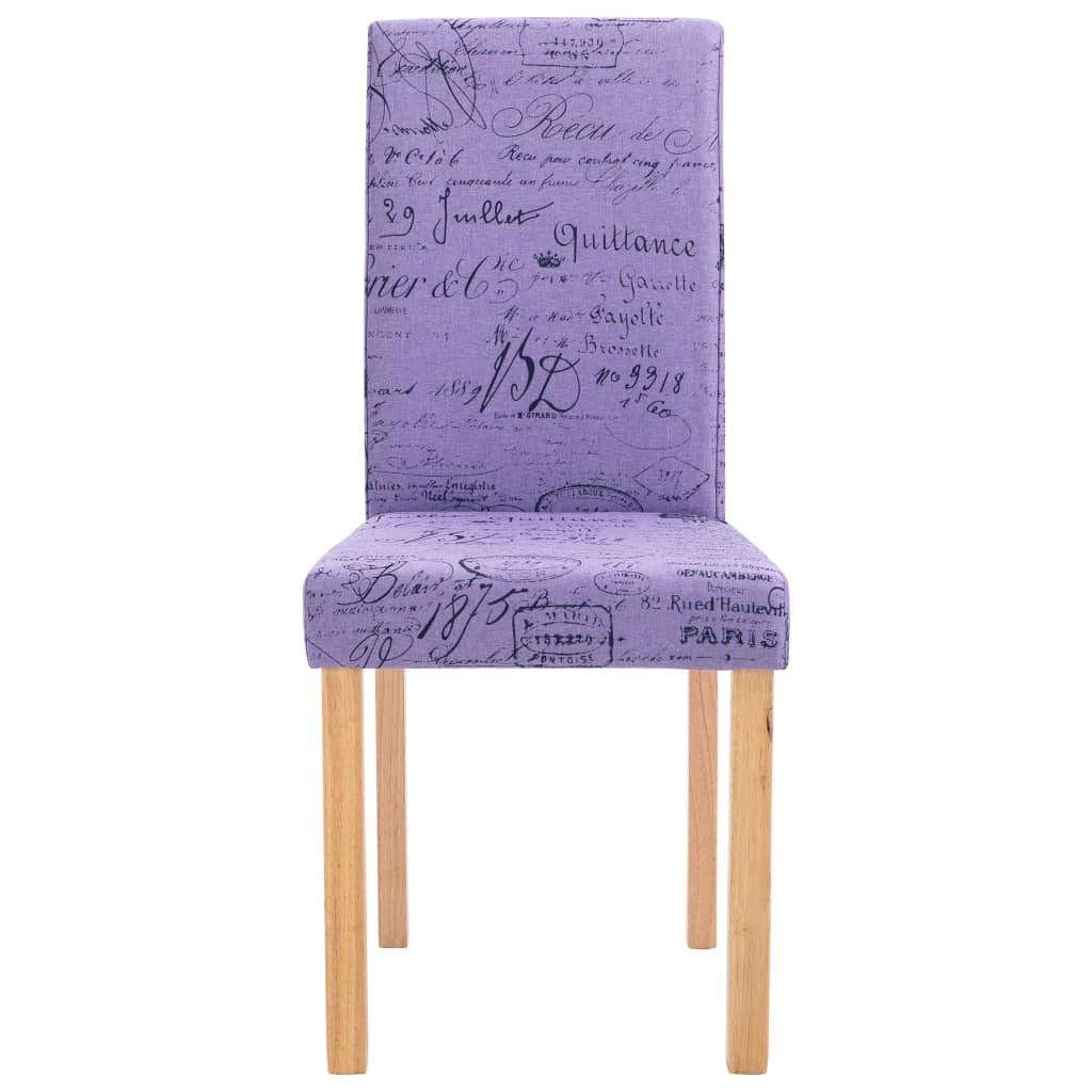vidaXL virtuves krēsli, 6 gab., violets audums