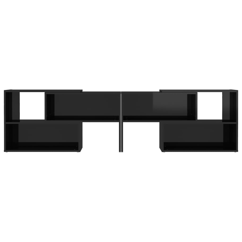 vidaXL TV plaukts, 149x30x52 cm, spīdīgi melns, skaidu plāksne