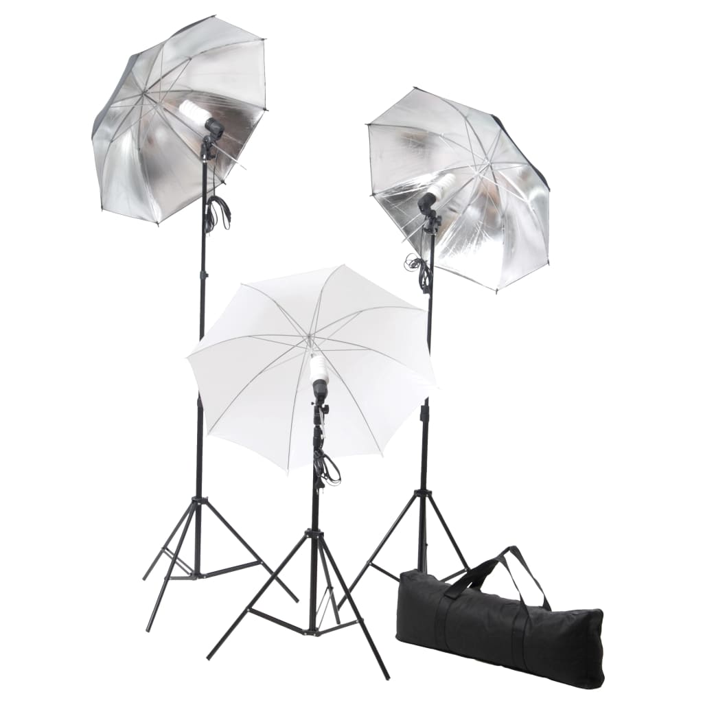 vidaXL fotostudijas apgaismojums, 24 vati, trijkāji un lietussargi