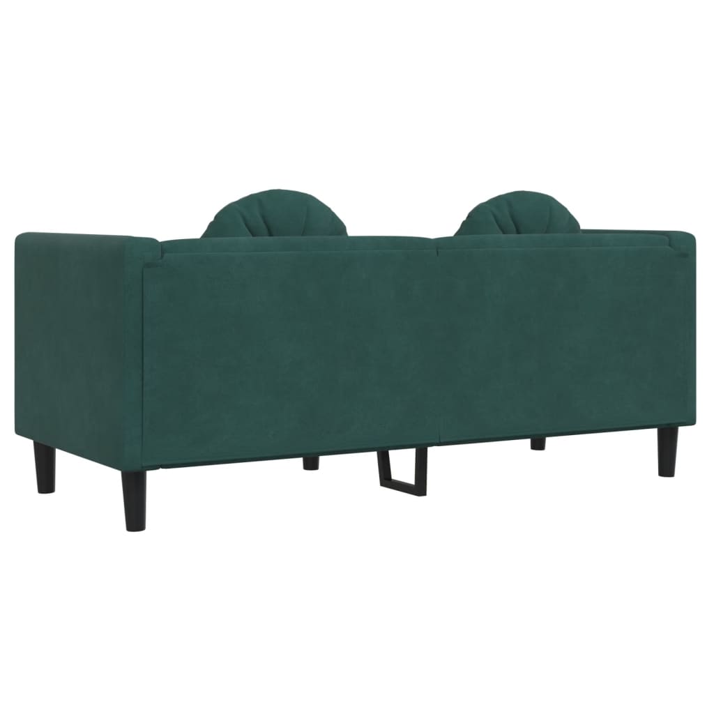 vidaXL divvietīgs dīvāns ar matračiem, tumši zaļš samts