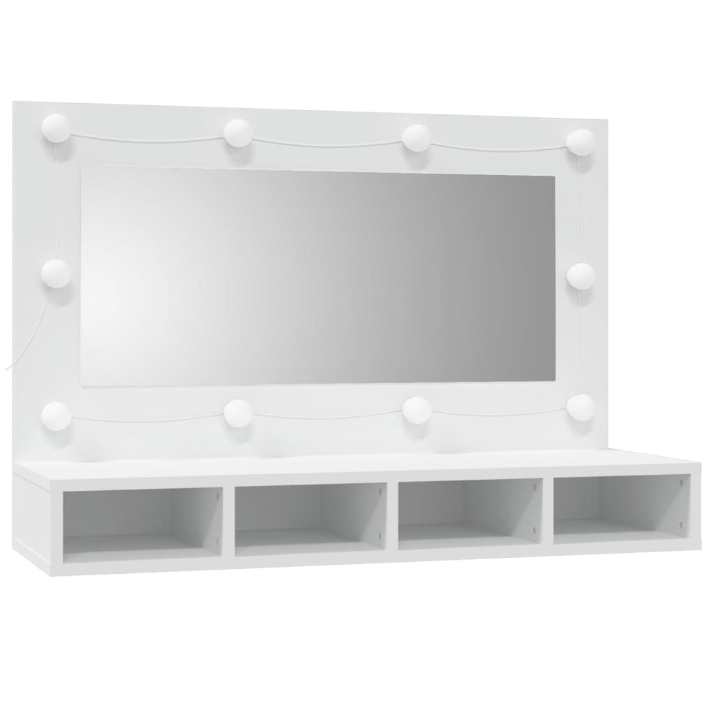 vidaXL spoguļskapītis ar LED, balts, 90x31,5x62 cm