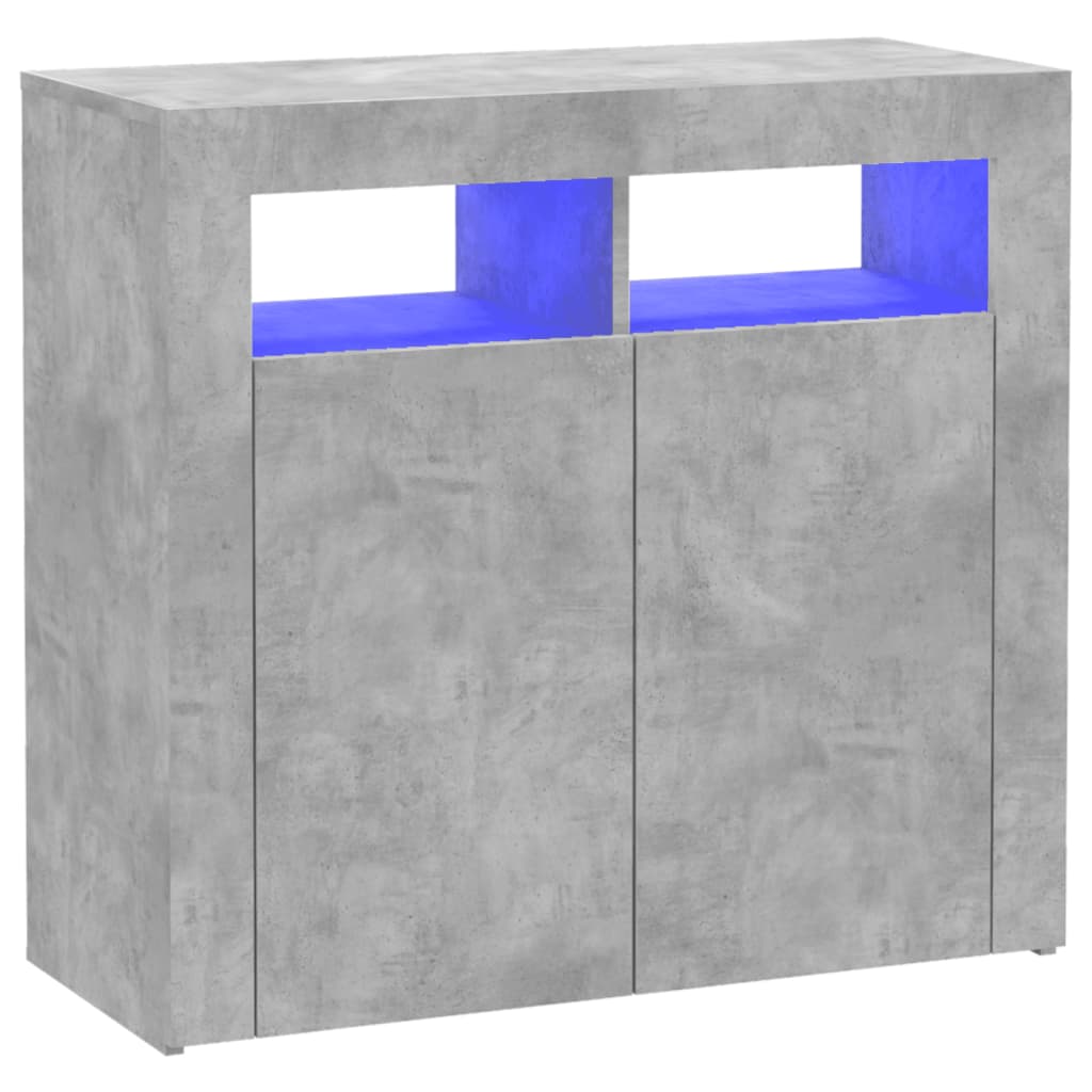 vidaXL kumode ar LED lampiņām, 80x35x75 cm, betona pelēka