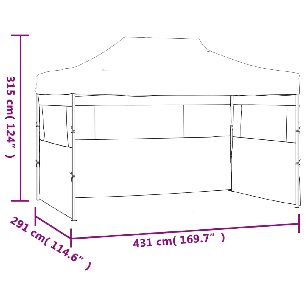 vidaXL saliekama telts, 3x4,5 m, 3 sienas, krēmkrāsā
