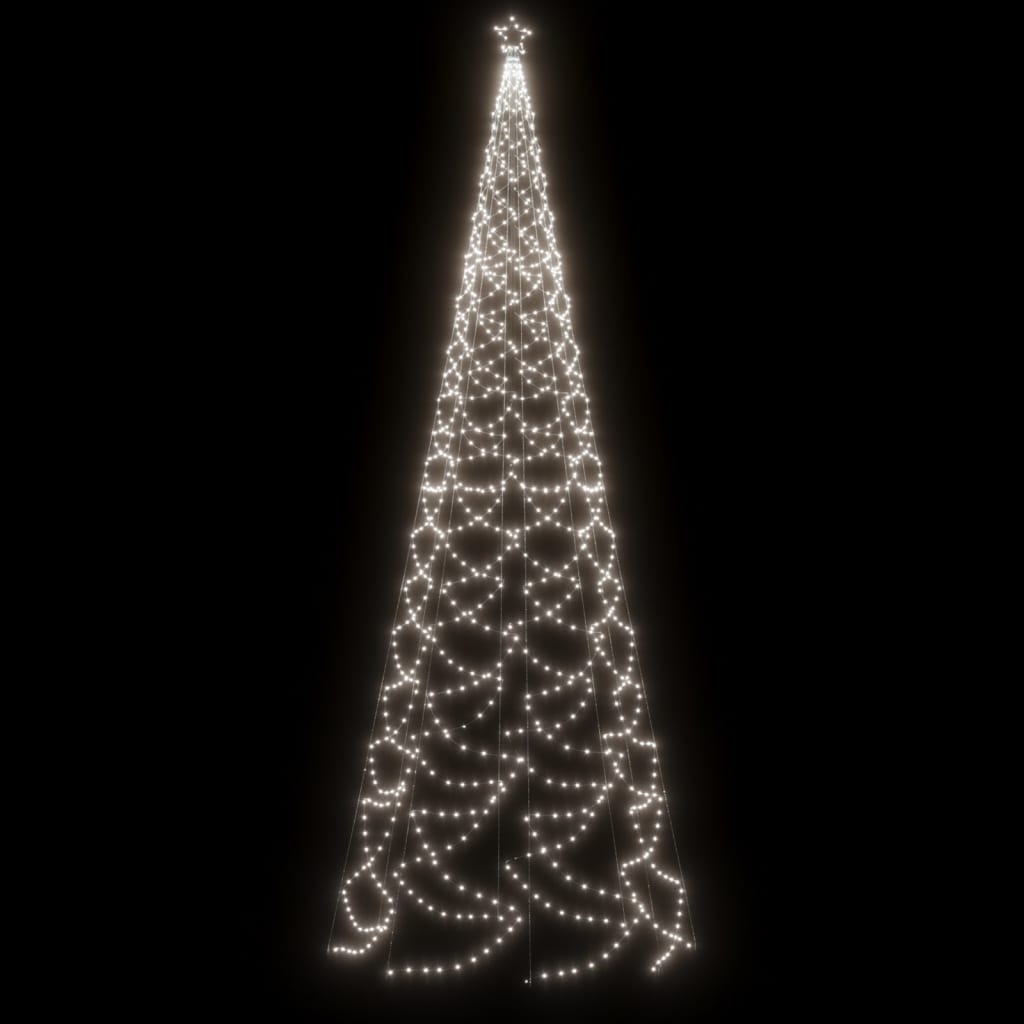 vidaXL Ziemassvētku eglīte ar metāla kātu, 1400 vēsi baltas LED, 3 m