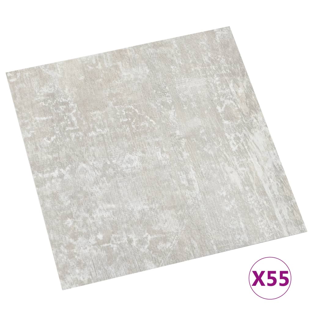 vidaXL grīdas flīzes, 55 gab., pašlīmējošas, 5,11 m², PVC, pelēkas