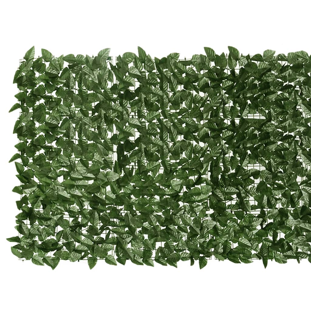 vidaXL balkona aizslietnis ar tumši zaļām lapām, 300x100 cm