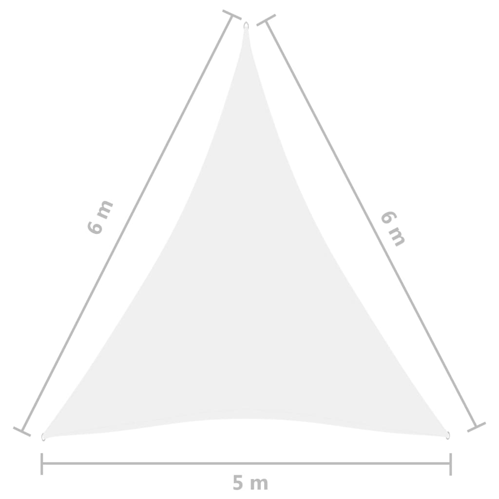 vidaXL saulessargs, 5x6x6 m, trijstūra forma, balts oksforda audums