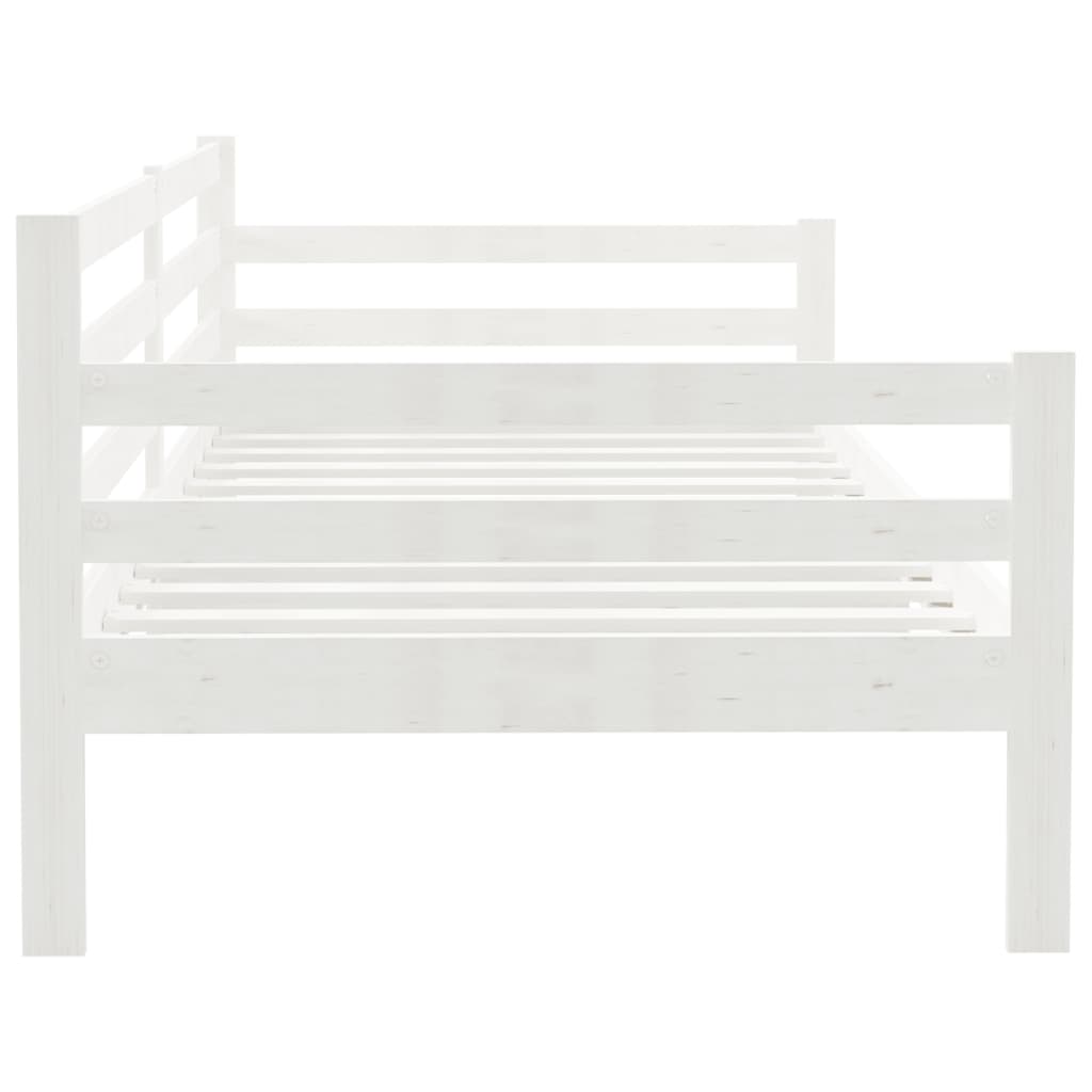 vidaXL dīvāngulta, balta, 90x200 cm, priedes masīvkoks