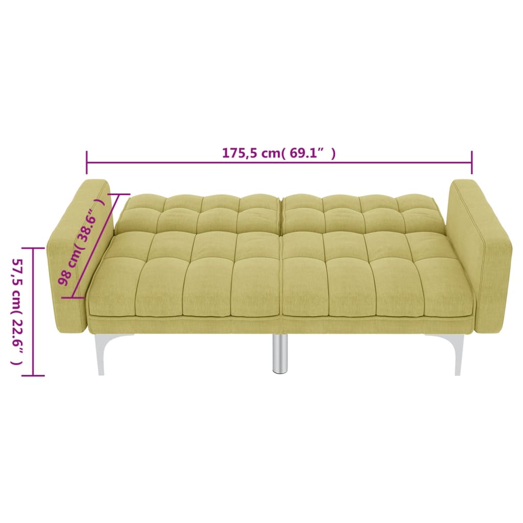 vidaXL izvelkams dīvāns, zaļš audums