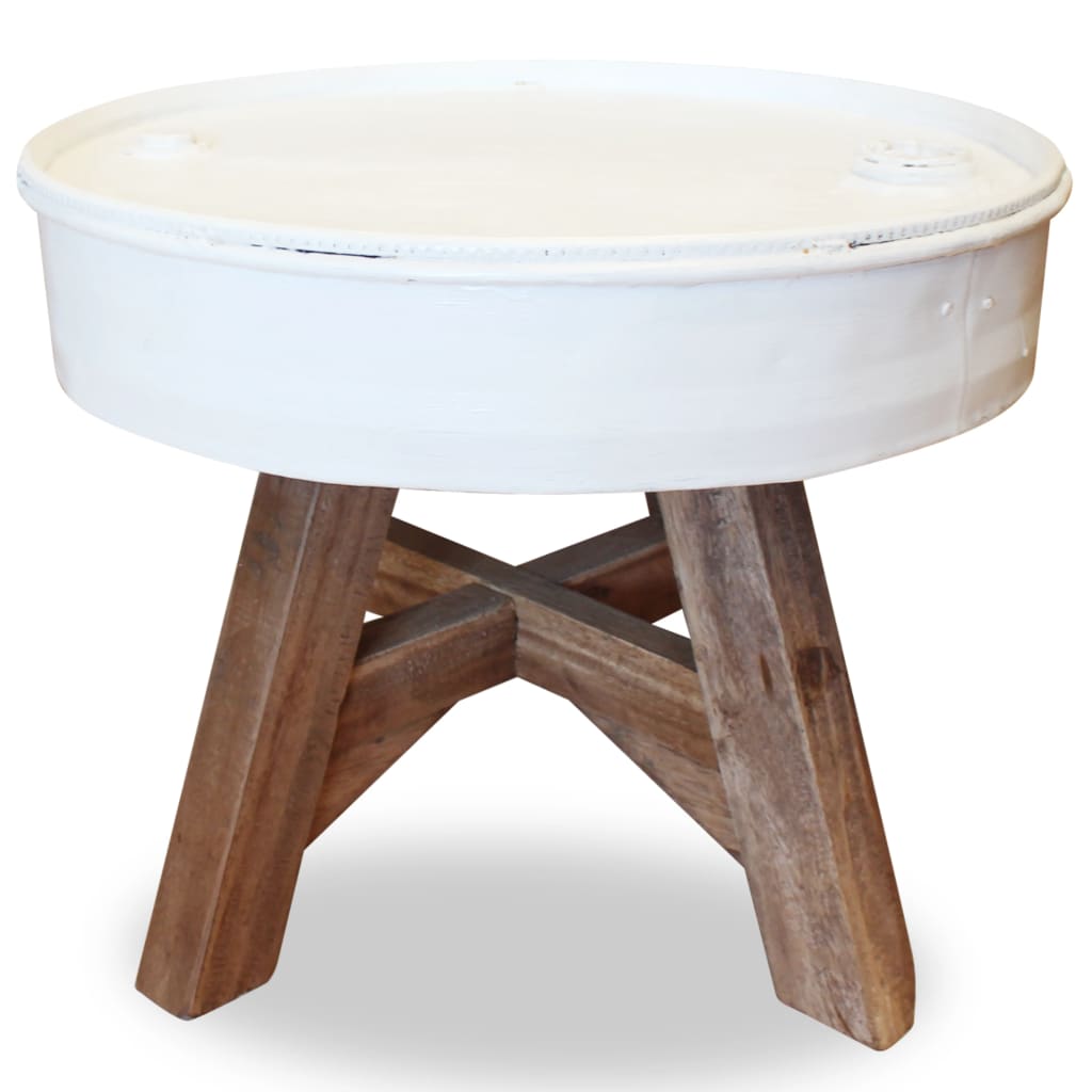 vidaXL kafijas galdiņš, pārstrādāts masīvkoks, 60x45 cm, balts