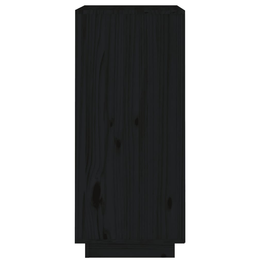 vidaXL kumode, melna, 38x35x80 cm, priedes masīvkoks
