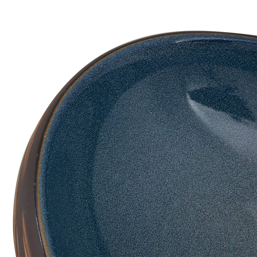 vidaXL izlietne, liekama uz virsmas, brūns ar zils, ovāla, 59x40x15 cm