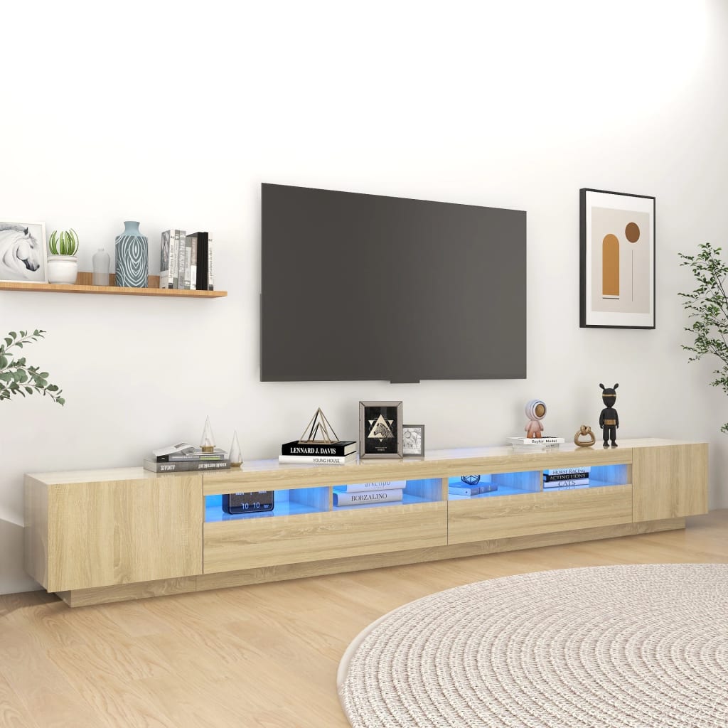 vidaXL TV skapītis ar LED lampiņām, 300x35x40 cm, ozolkoka krāsa