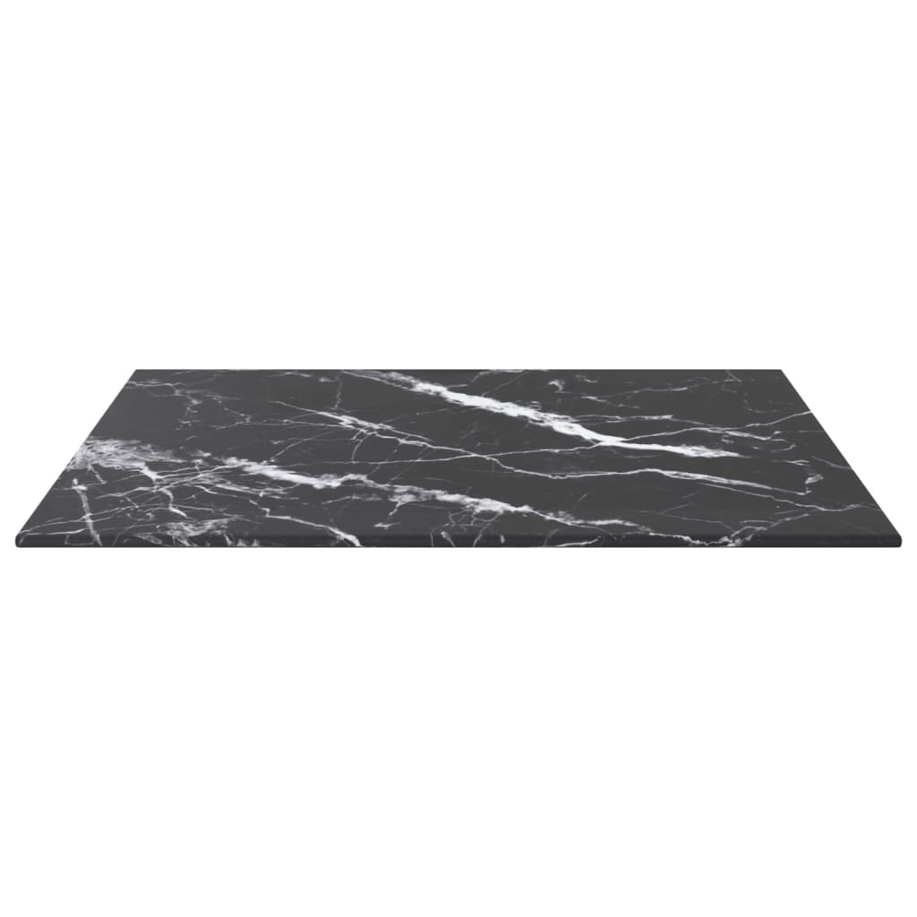 vidaXL galda virsma, melna, 50x50 cm, 6 mm, stikls ar marmora dizainu