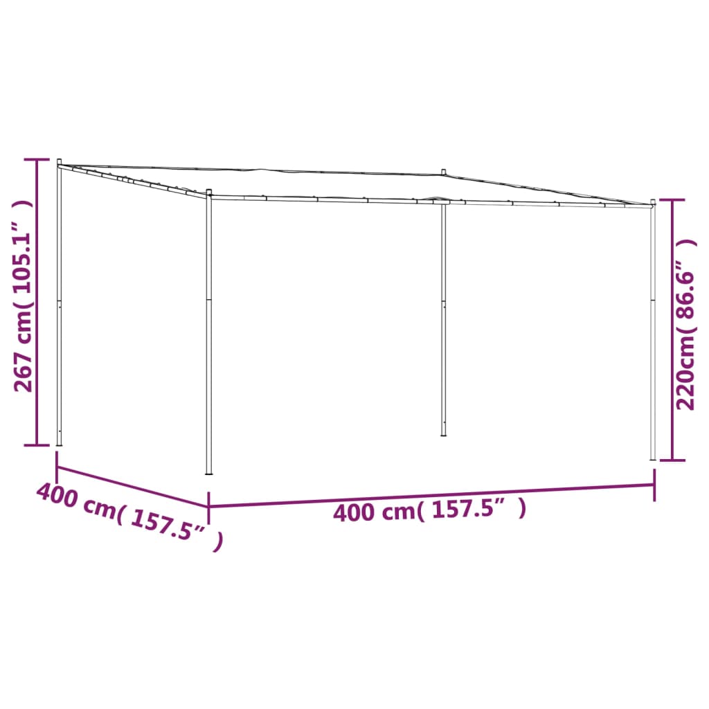 vidaXL nojume, antracītpelēka, 4x4 m, 180 g/m², audums un tērauds