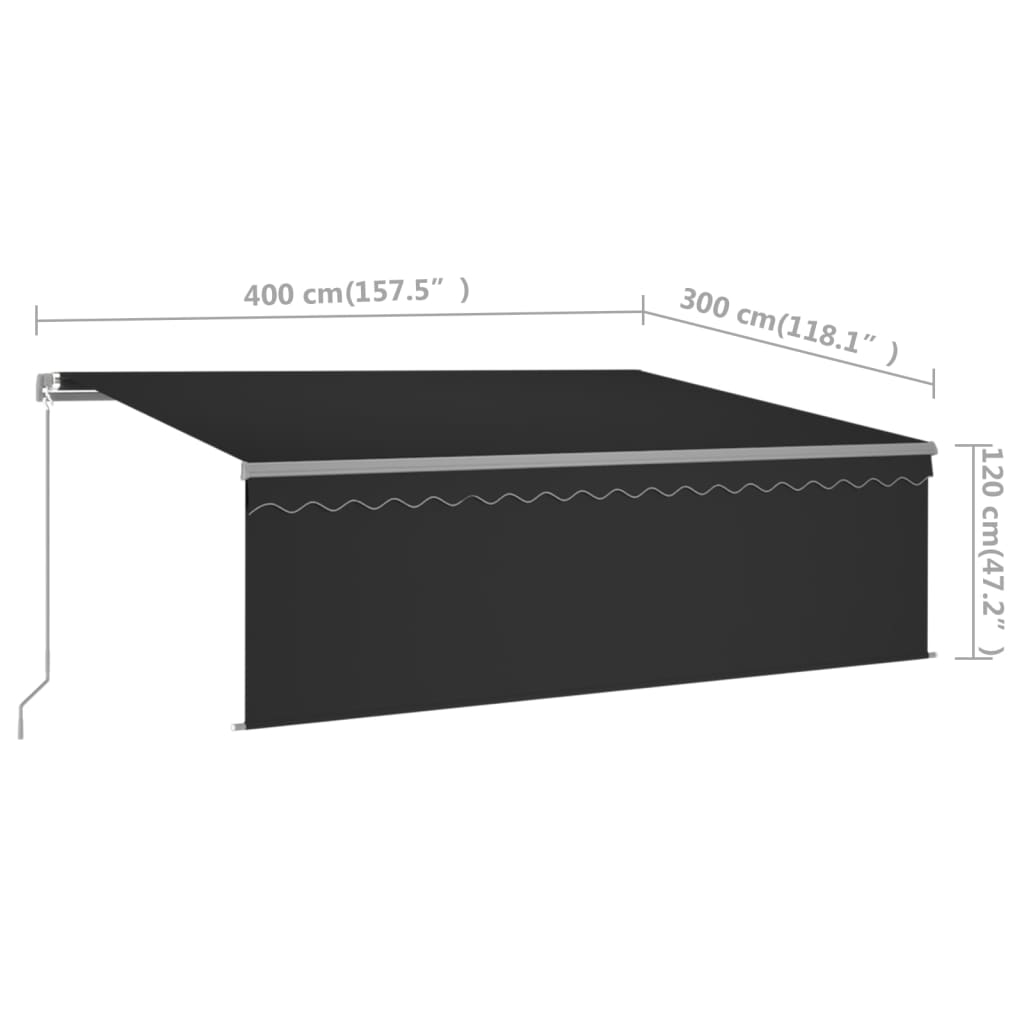 vidaXL izvelkama markīze ar žalūziju, 4x3 m, manuāla, antracītpelēka