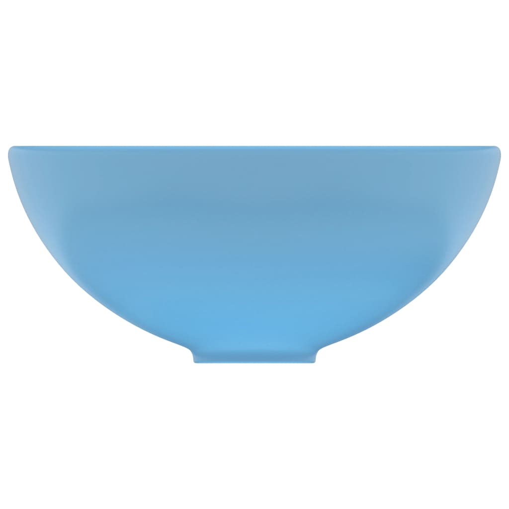 vidaXL izlietne, apaļa, 32,5x14 cm, matēta gaiši zila keramika
