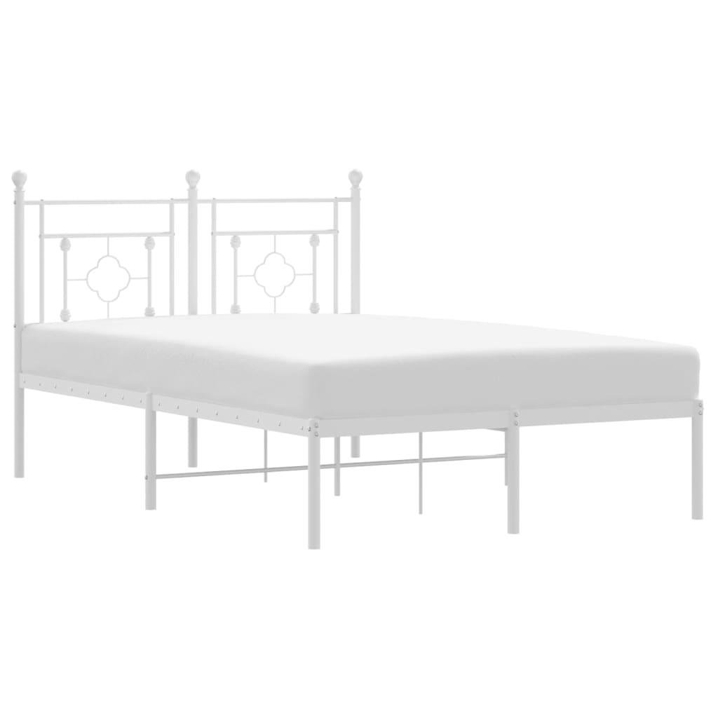 vidaXL gultas rāmis ar galvgali, balts metāls, 120x190 cm
