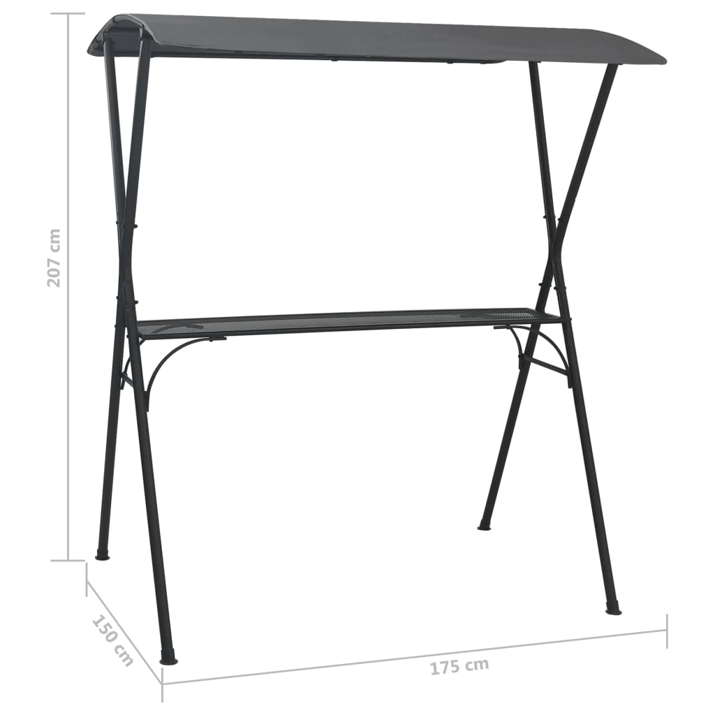 vidaXL galds ar nojumi, 175x150x207 cm, antracītpelēks, tērauds