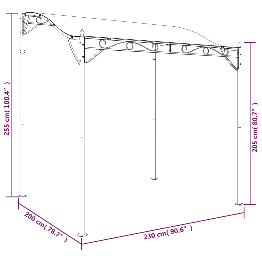 vidaXL nojume, antracītpelēka, 2x2,3 m, 180 g/m², audums un tērauds