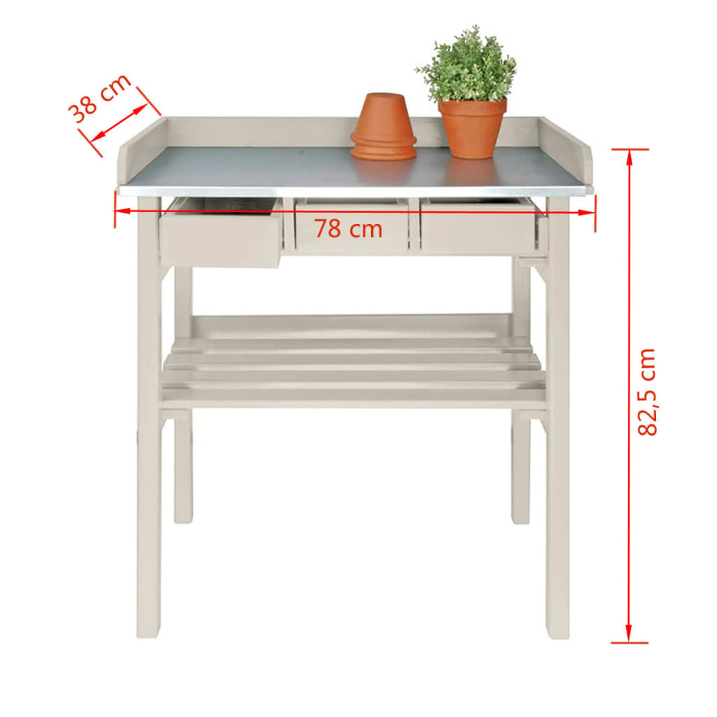 Esschert Design dārza darba galds, balts, CF29W