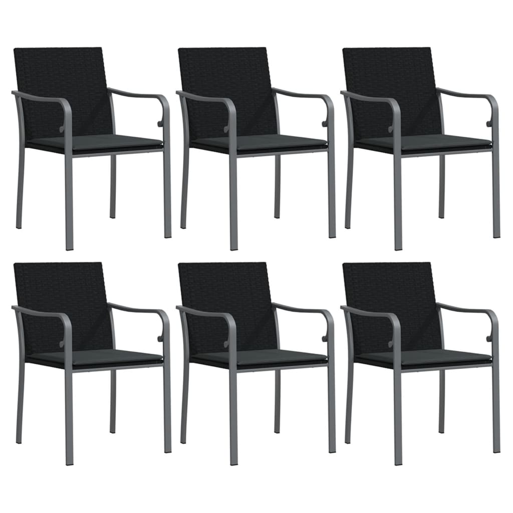 vidaXL dārza krēsli ar matračiem, 6 gab., 56x59x84 cm, PE rotangpalma