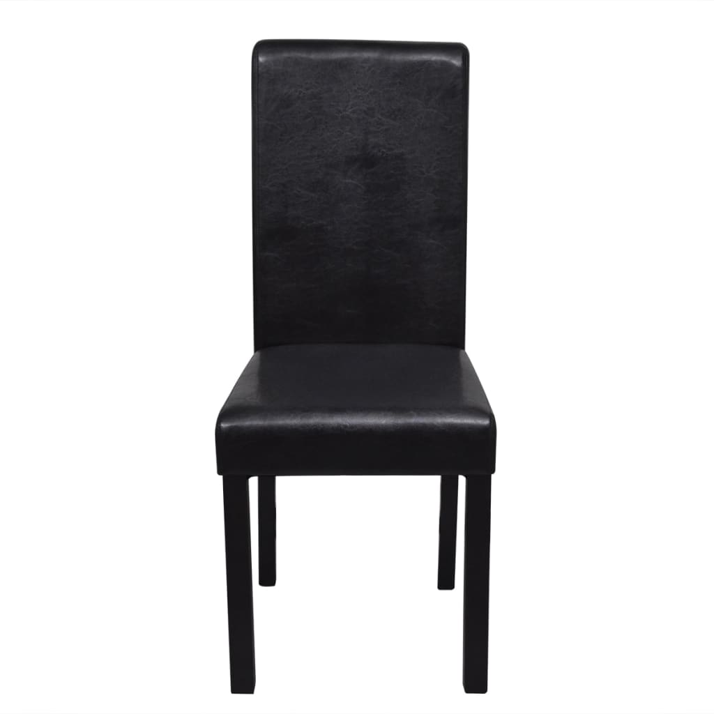 vidaXL virtuves krēsli, 6 gab., melna mākslīgā āda