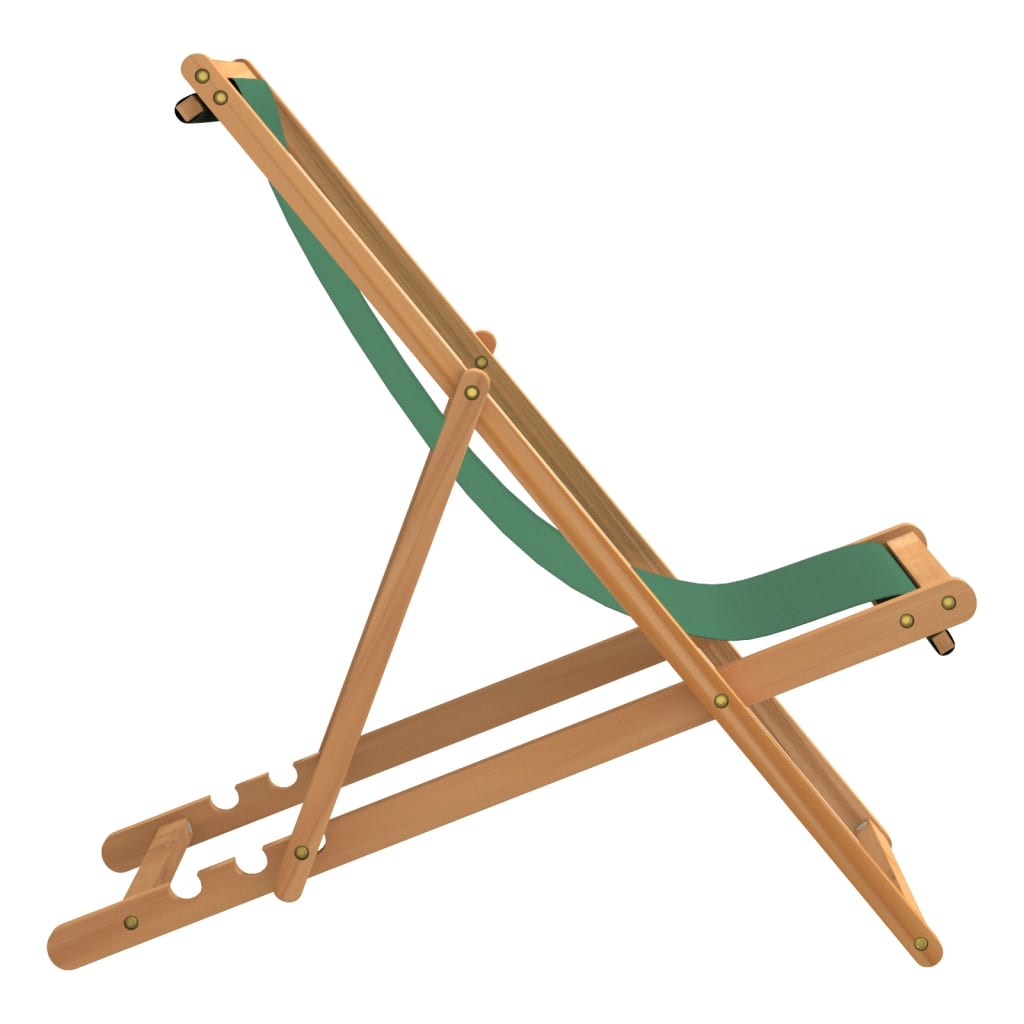 vidaXL saliekams pludmales krēsls, masīvs tīkkoks, zaļš