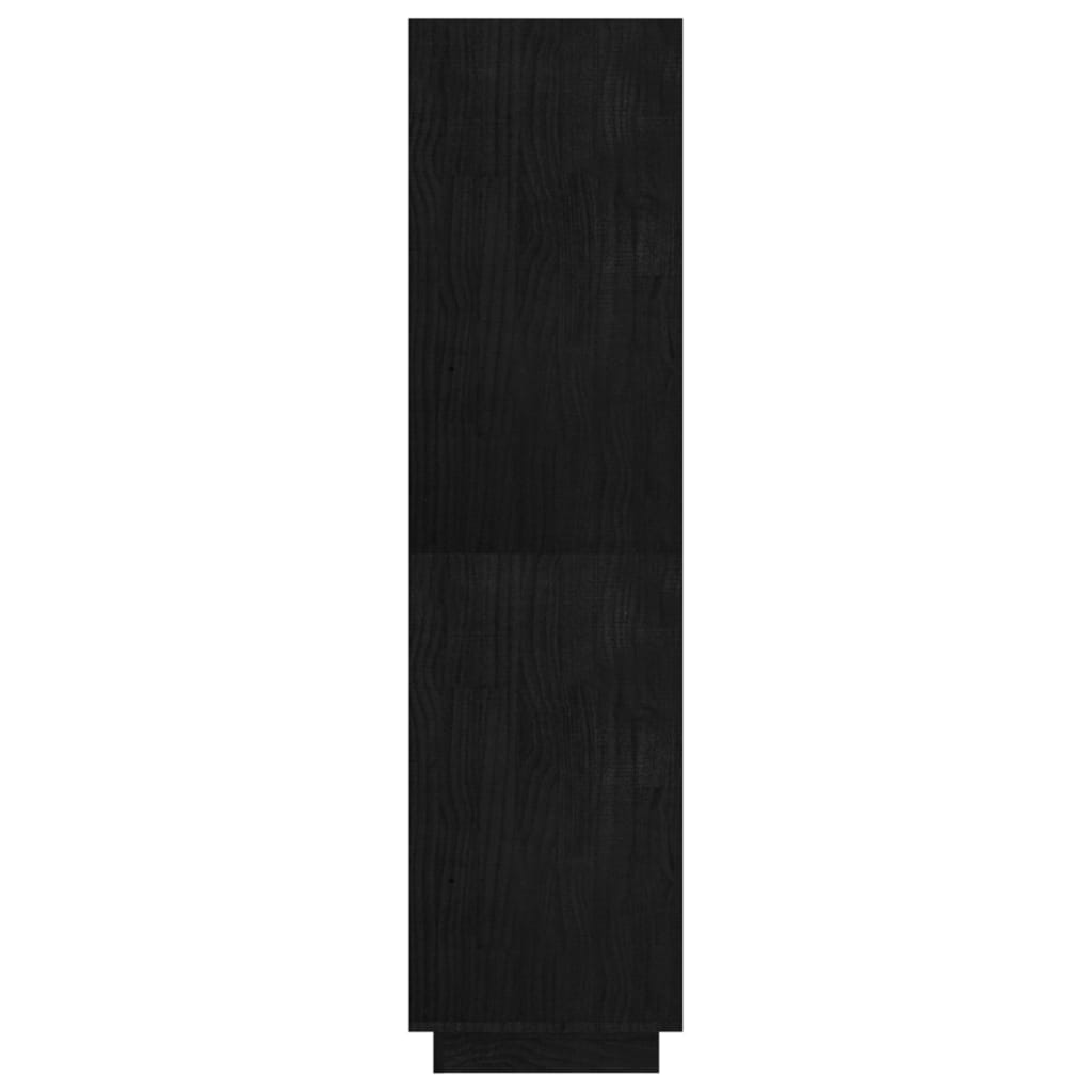 vidaXL grāmatu plaukts, melns, 80x35x135 cm, priedes masīvkoks
