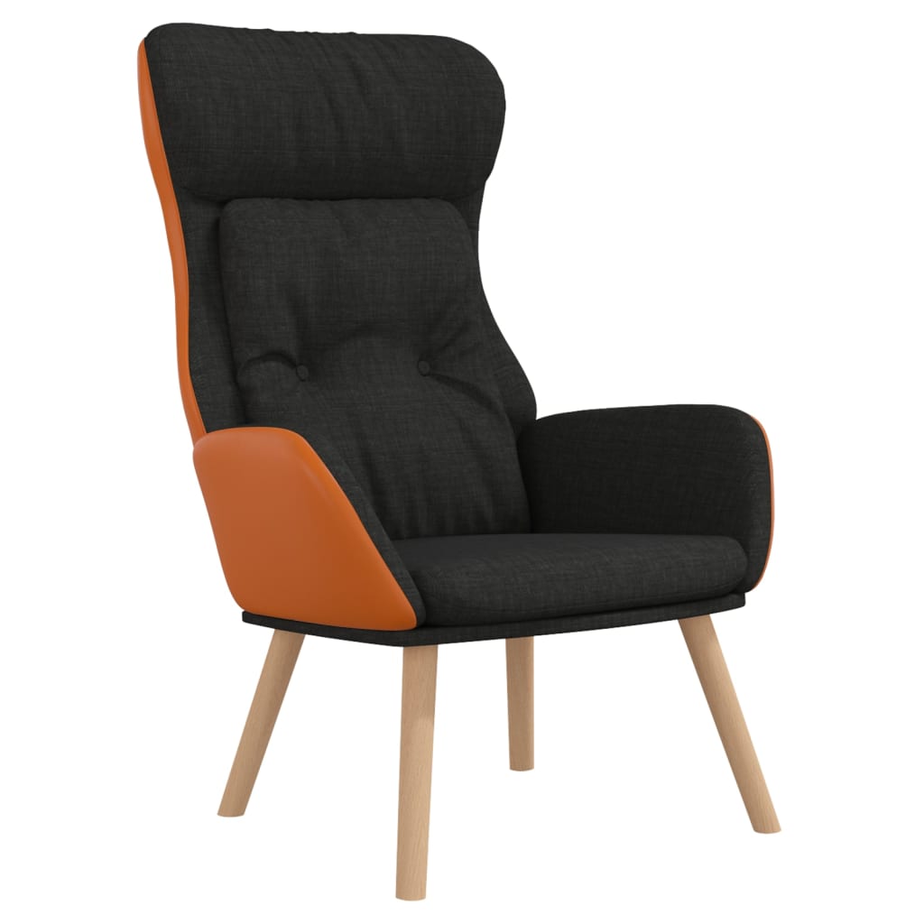 vidaXL atpūtas krēsls, melns, audums un PVC
