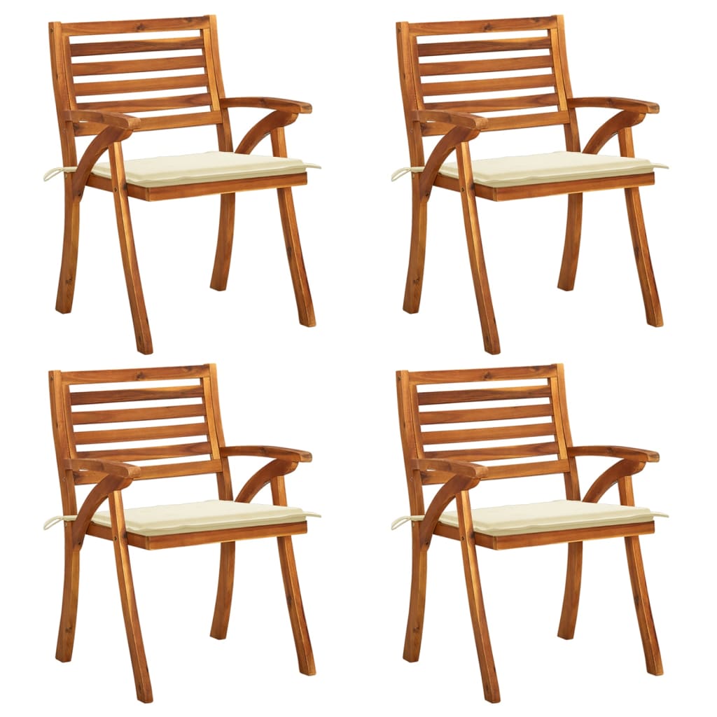 vidaXL dārza krēsli ar spilveniem, 4 gab., akācijas masīvkoks
