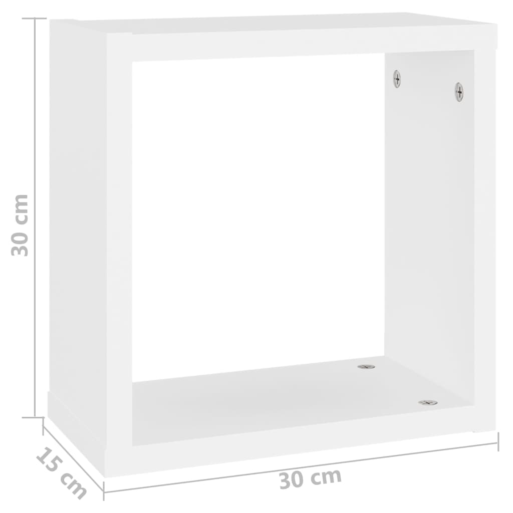 vidaXL kuba formas sienas plaukti, 4 gab., balti, 30x15x30 cm