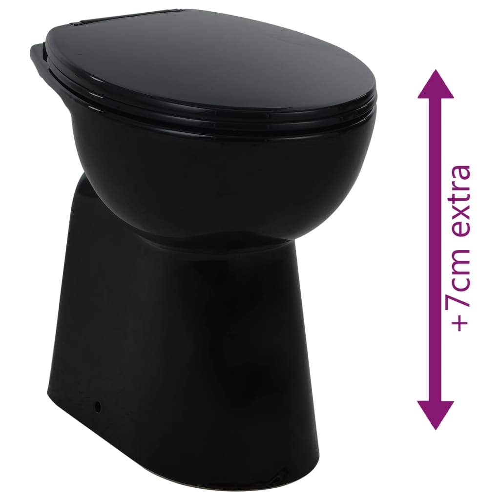 vidaXL tualetes pods, ar lēnās aizvēršanās funkciju, melna keramika