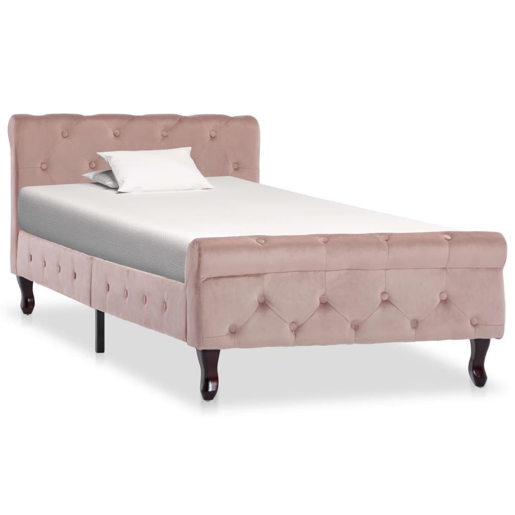 vidaXL gultas rāmis, rozā samts, 90x200 cm