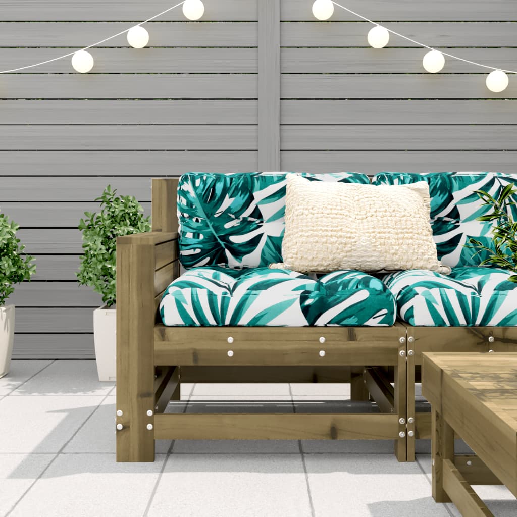 vidaXL dārza dīvāns ar matračiem, impregnēts priedes koks