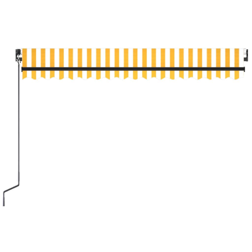 vidaXL izvelkama markīze ar LED, 450x300 cm, dzeltena un balta