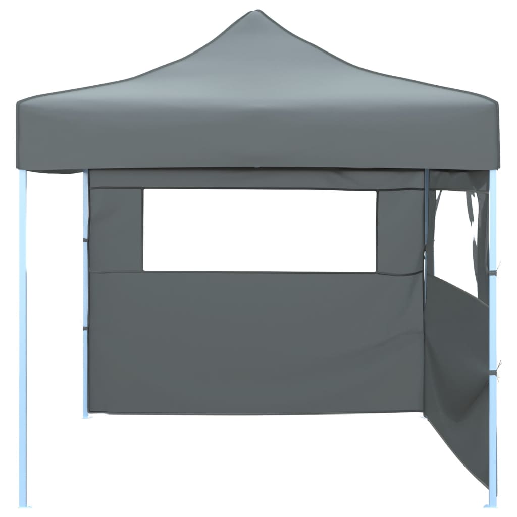 vidaXL saliekama svinību telts ar 2 sānu sienām, 3x3 m, antracītpelēka