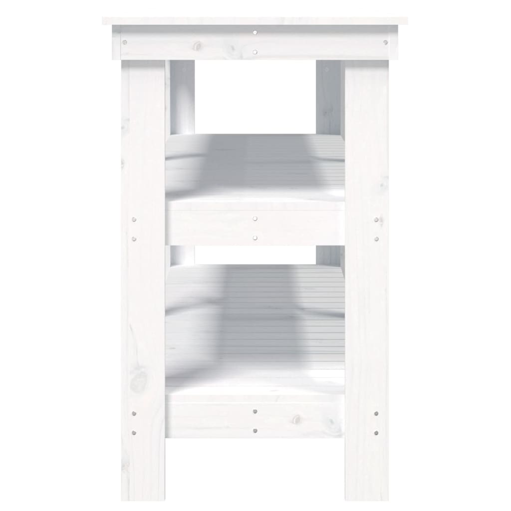 vidaXL darbagalds, balts, 142,5x50x80 cm, priedes masīvkoks