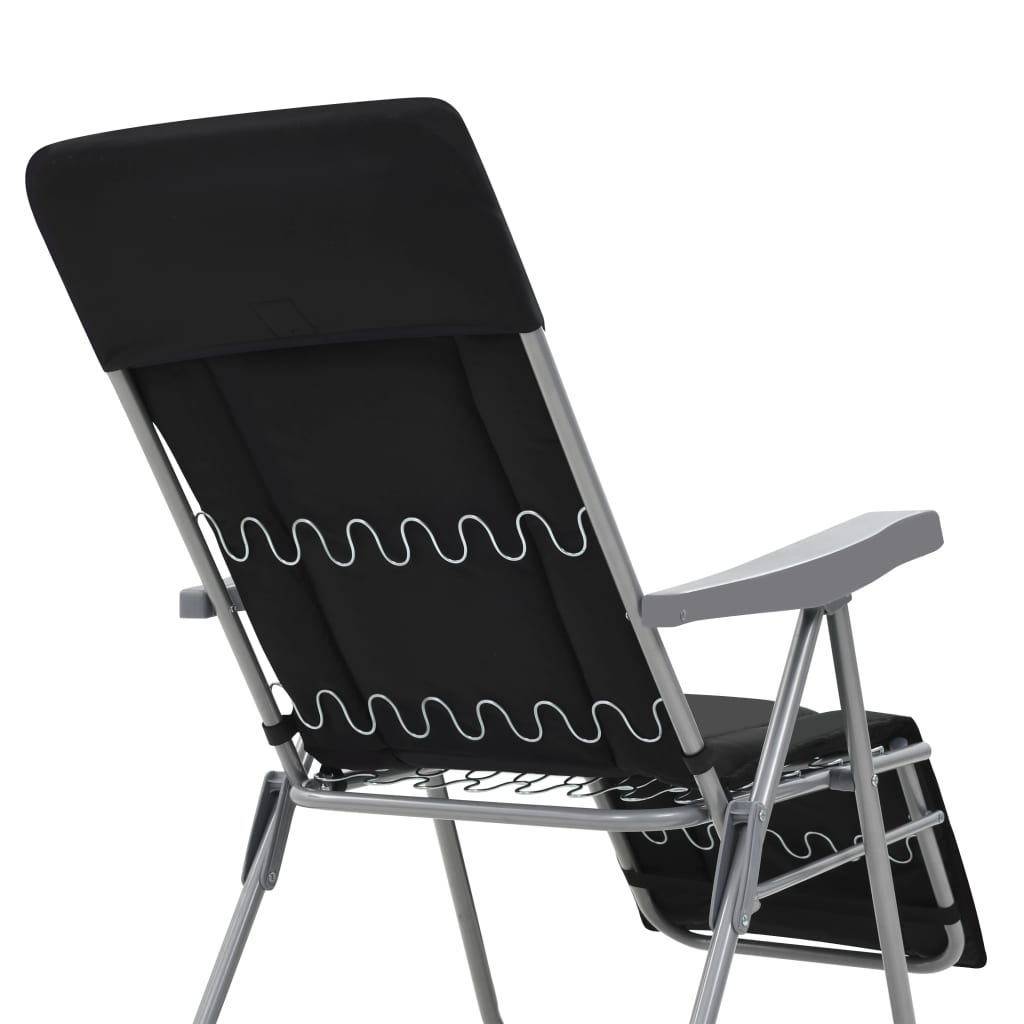 vidaXL salokāmi dārza krēsli ar matračiem, 2 gab., melni