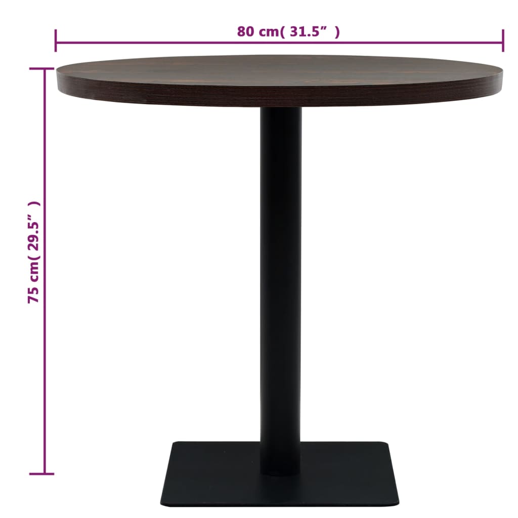 vidaXL bistro galds, 80x75cm, apaļš, MDF, tērauds, tumšpelēks