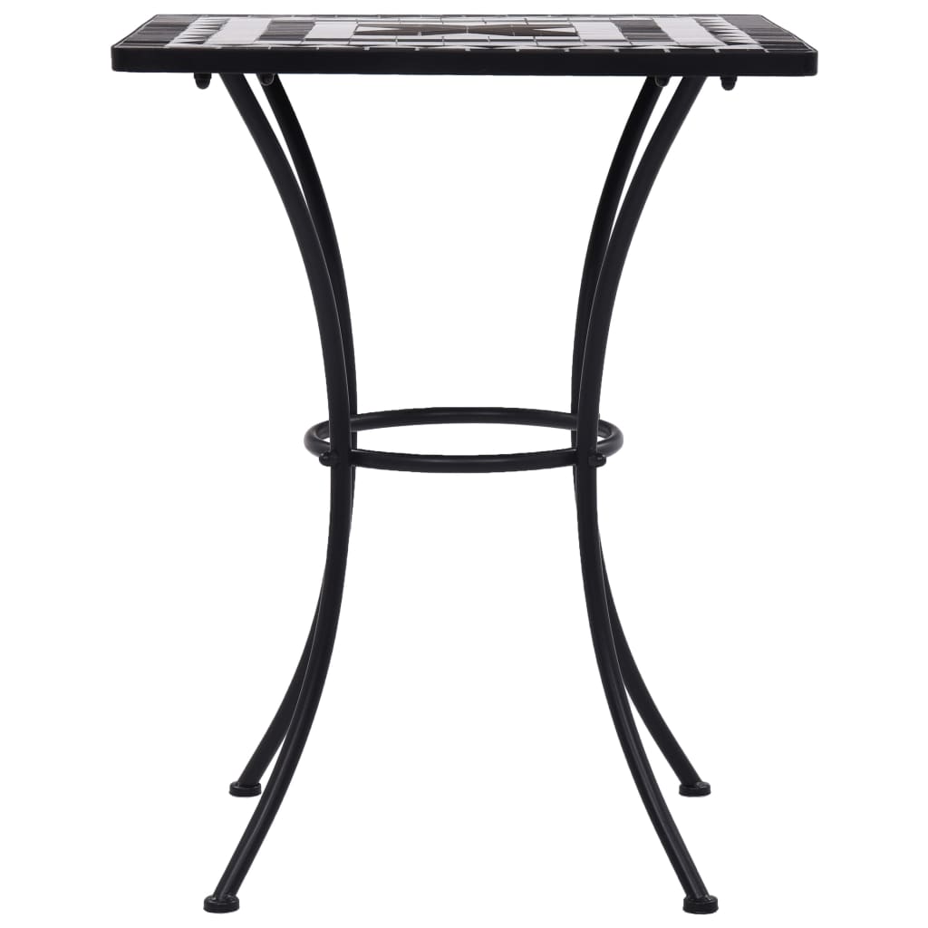vidaXL mozaīkas bistro galds, 60 cm, melns ar baltu, keramika