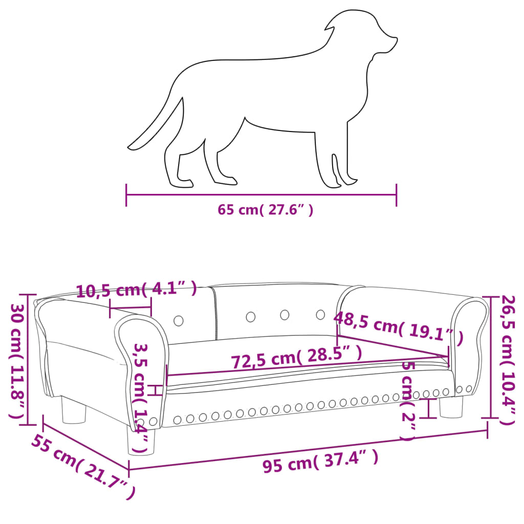 vidaXL gulta suņiem, bēša, 95x55x30 cm, mākslīgā āda