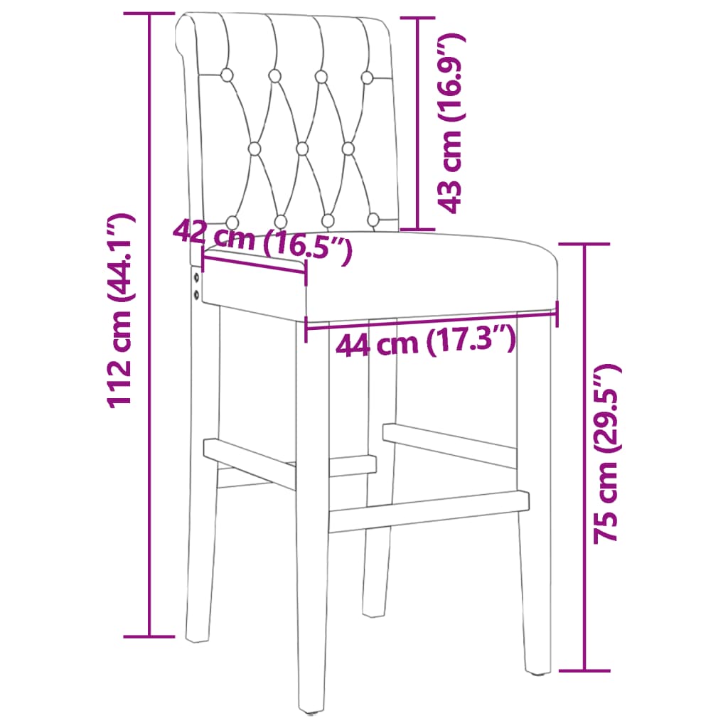 vidaXL bāra krēsli, 2 gab., masīvs gumijkoks un audums