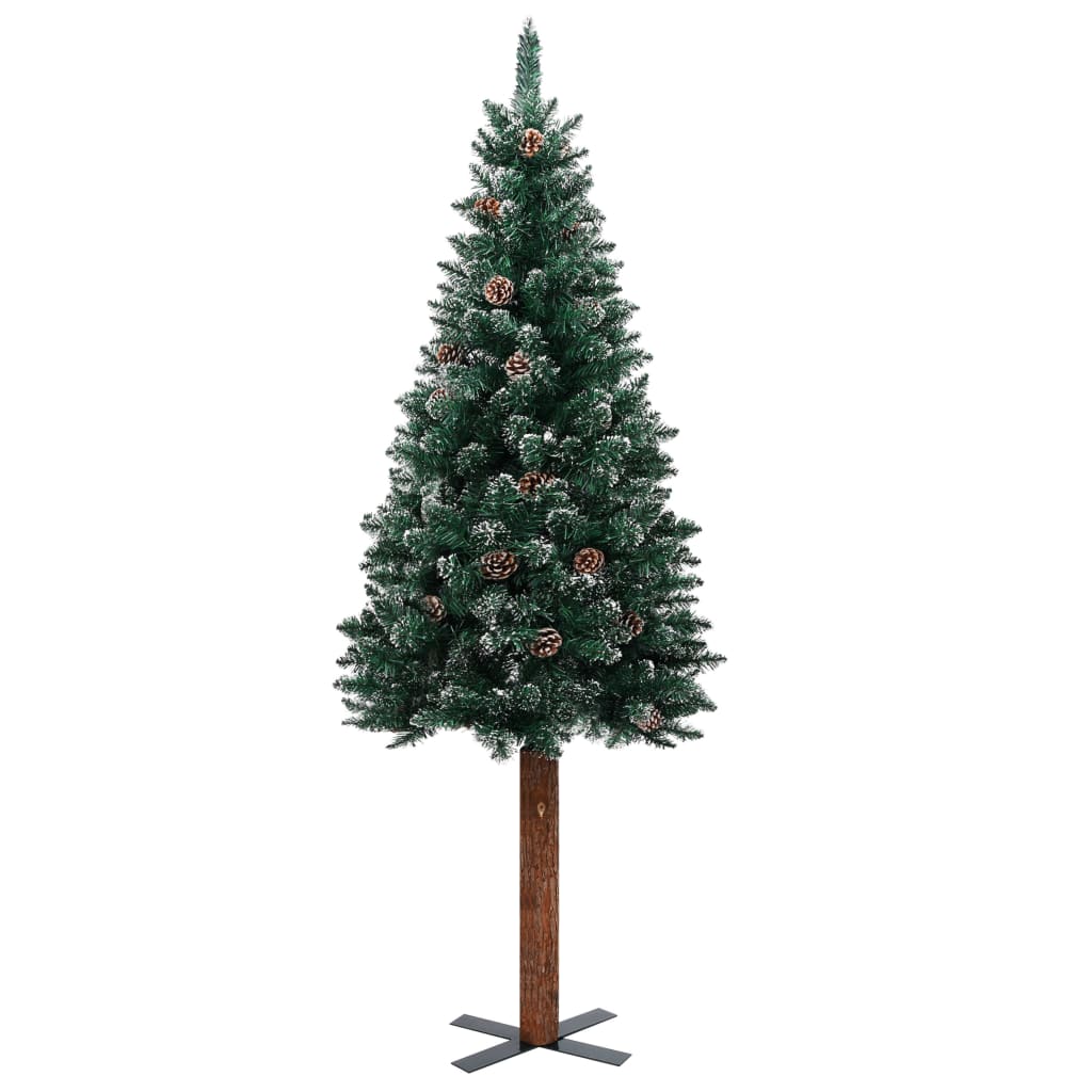 vidaXL Ziemassvētku egle, dabīgs koks un sniegs, zaļa, 180 cm