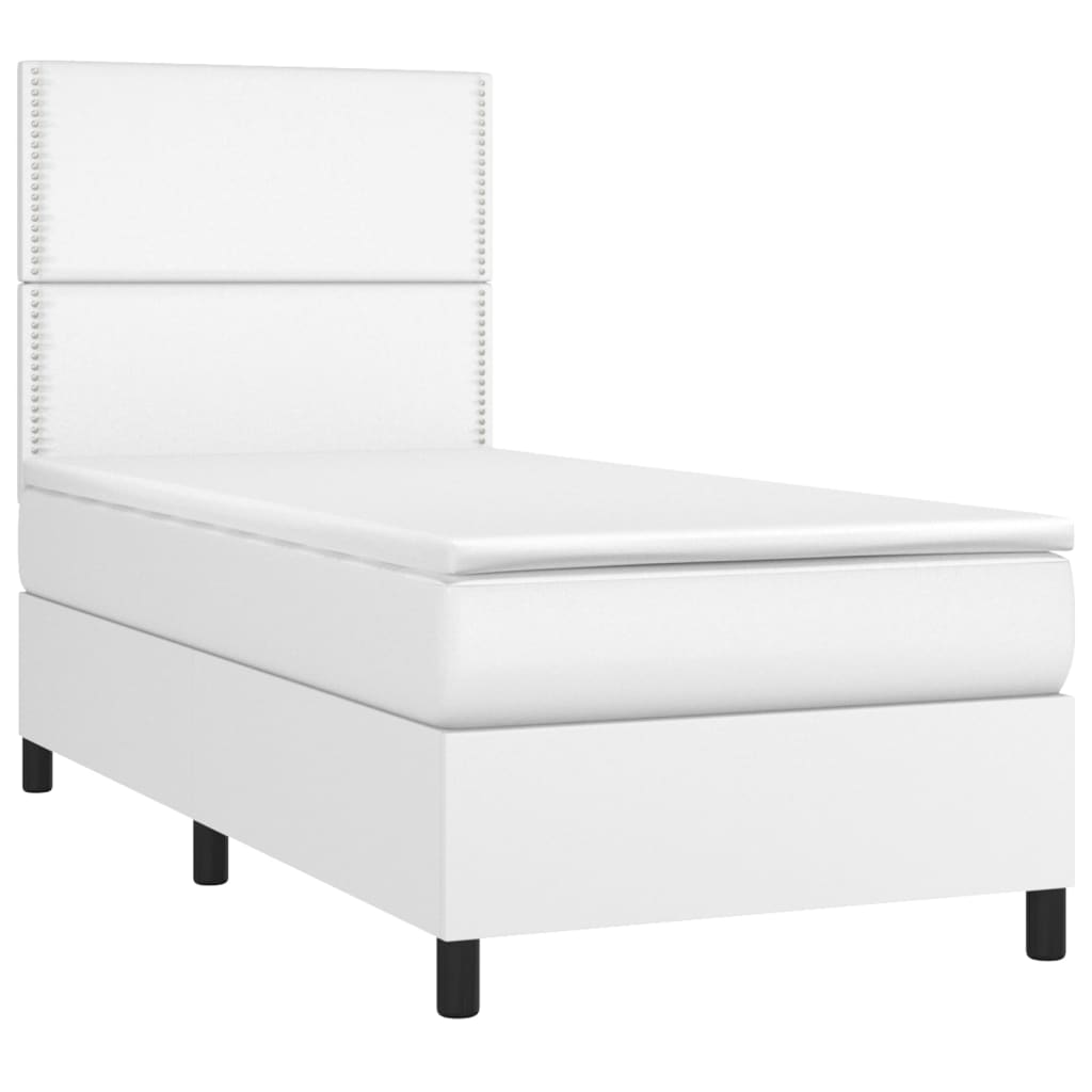 vidaXL atsperu gulta ar matraci, balta, 80x200 cm, mākslīgā āda