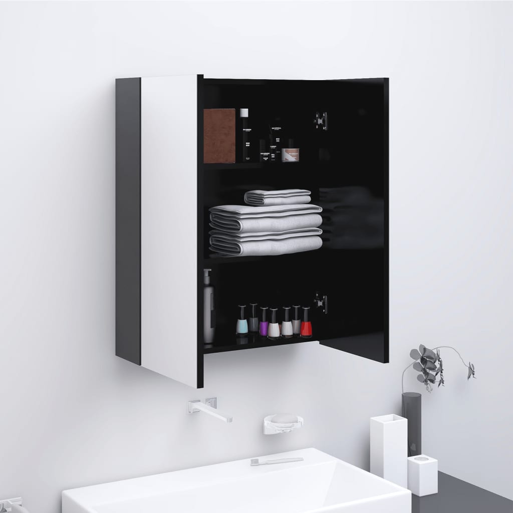 vidaXL vannasistabas skapītis ar spoguli, 60x15x75 cm, pelēks, MDF