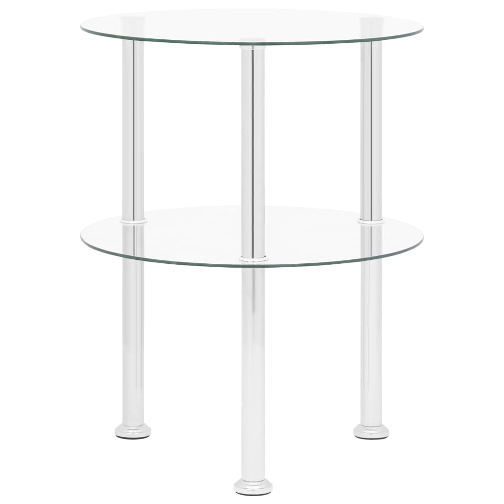 vidaXL 2 līmeņu galdiņš, 38 cm, caurspīdīgs, rūdīts stikls