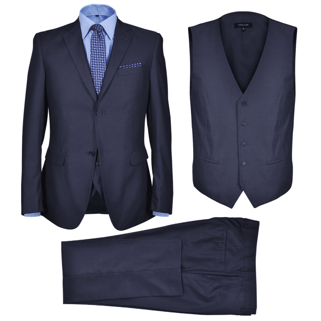 Vīriešu uzvalks, 3-daļīgs, 54. izmērs, zils